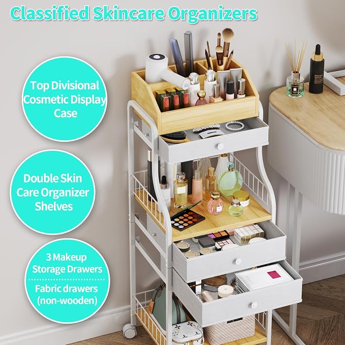 HapiRm Floor Makeup Organizer Cart - Image 4