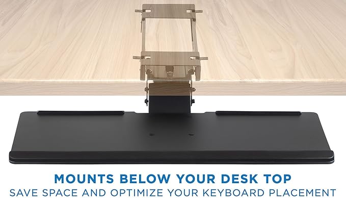 Mount-It! Under Desk Keyboard Tray Slide Out, Height Adjustable Keyboard Mount - Image 2