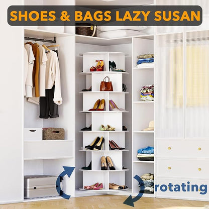 SpaceAid Cross Style 7-Tier Rotating Shoe Organizer, Spinning Shoe Rack Tower - Image 4
