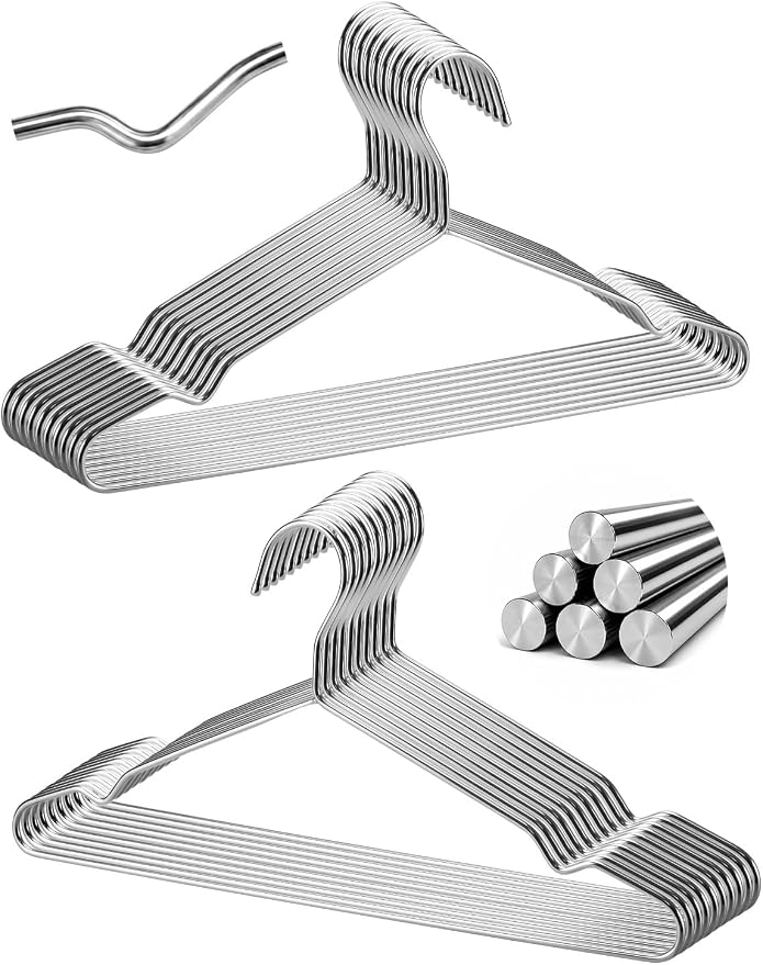 Metal Hangers 20 Pack, 4mm Heavy Duty 201 Stainless Steel Clothes Hangers by Baseca