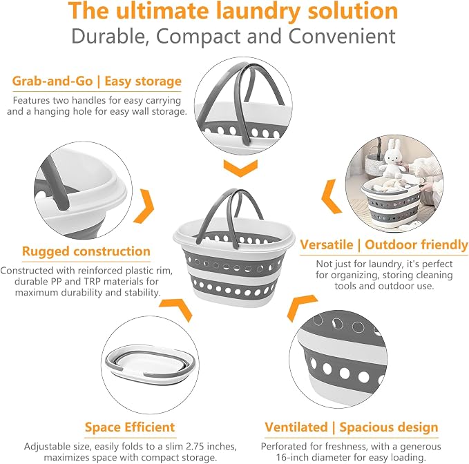 Compact Collapsible Laundry Basket, Small Size Pop-Up Hamper Perfect - Image 3
