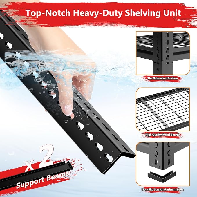 Storage Shelves, Garage Shelving Heavy Duty 3300 LBS Capacity, 5 Tier Utility - Image 6