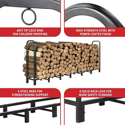 8FT Firewood Rack Outdoor with Cover, Heavy Duty Adjustable Firewood log - Image 5
