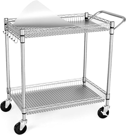 WDT 2 Tier Heavy Duty Utility Cart, NSF Rolling Carts by WDT