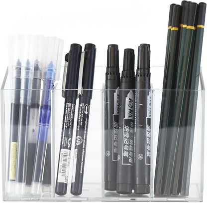 Acrylic Desk Organizer with Removable Dividers 4 Compartments by Unknown