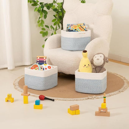 OIAHOMY 9”x9”x7” Storage Cubes, Cotton Rope Woven Baskets - Image 4