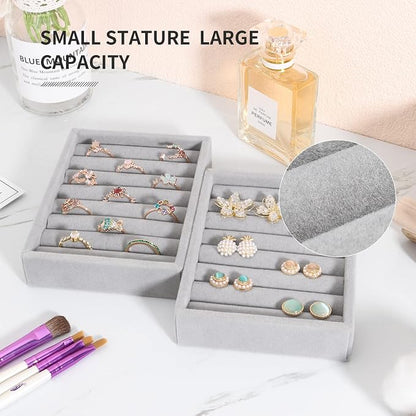 DesignSter Small Jewelry Tray, Velvet Jewelry Display Tray, Stackable Jewelry - Image 4