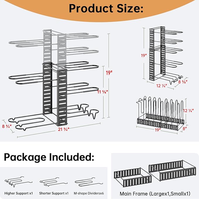 MUDEELA Pots and Pans Organizer Rack - Image 3