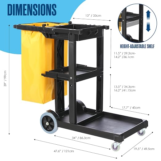 Houseables Cleaning Cart, Janitorial Cart, Cleaning Caddy - Image 2
