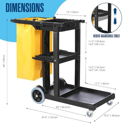 Houseables Cleaning Cart, Janitorial Cart, Cleaning Caddy - Image 2