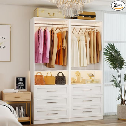 Closet System with 2 Sets, 4FT-10FT Customizable Closet Organizer System with 6 by fastgo