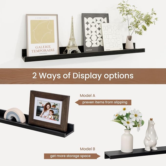 Picture Ledge Shelf, Floating Shelves Set of 2, 24 Inches Solid Wood Nursery - Image 6