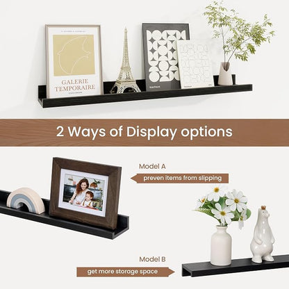 Picture Ledge Shelf, Floating Shelves Set of 2, 24 Inches Solid Wood Nursery - Image 6