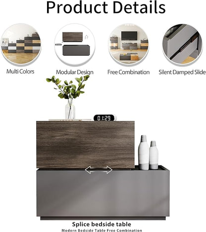 Modern Nightstand Stackable Storage Drawers, Modular Bedroom Furniture Set - Image 7
