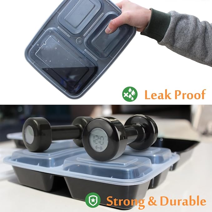 Enther Meal Prep Containers 36oz 3 Compartment - Image 7