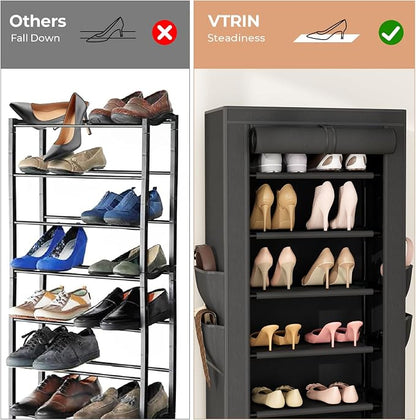 VTRIN Vertical Narrow Shoe Rack Organizer 10 Tier Tall Shoe Shelf Holds 20-22 - Image 6