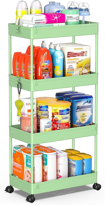 SPACEKEEPER Storage Cart 4-Tier, Bathroom Rolling Cart Utility Storage by SPACEKEEPER
