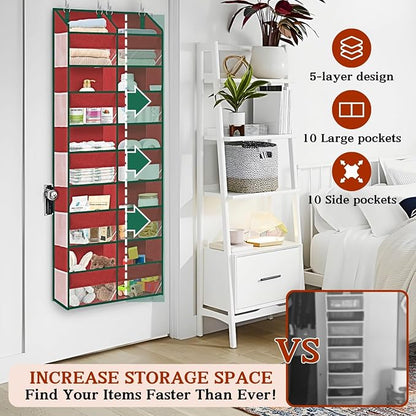 Christmas Over The Door Organizer 5 Tiers, Extra Large Behind Door Storage of - Image 2