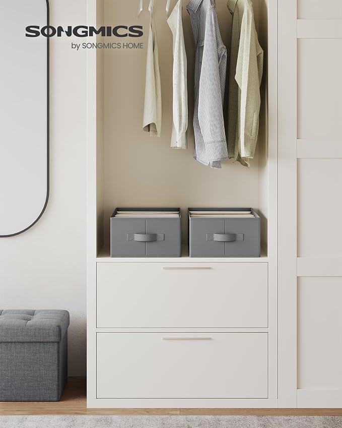 SONGMICS Set of 2 Large Size Wardrobe Clothes Organizers, 6-Compartment - Image 2