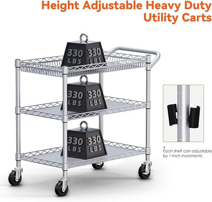 WDT 990Lbs Capacity Heavy Duty Rolling Utility Cart, NSF Rolling Carts - Image 2