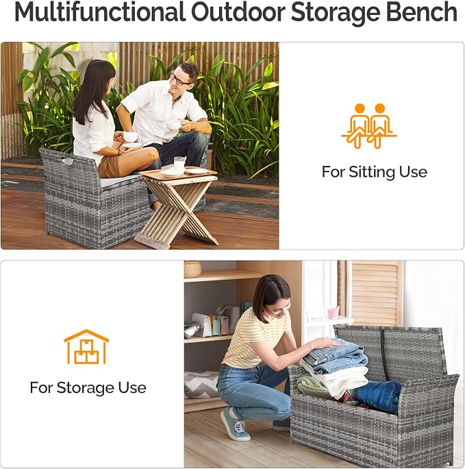 VINGLI 40 Gallon Outdoor Storage Bench - Image 4
