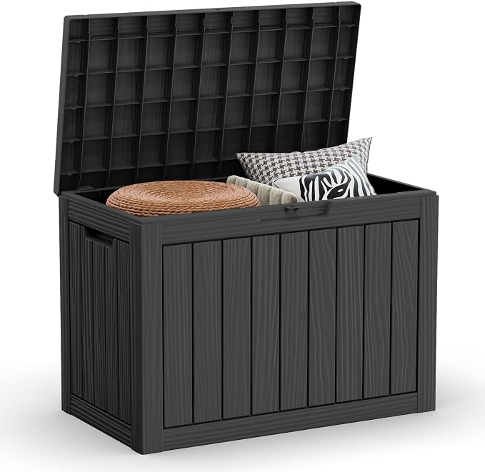46 Gallon Outdoor Deck Box, Storage Lockable Waterproof Patio Furniture by MAIUSCOLI