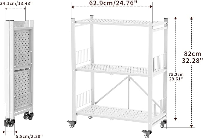Folding Storage Shelves No Assembly, 3 Tier Foldable Shelves - Image 2