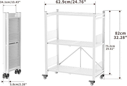 Folding Storage Shelves No Assembly, 3 Tier Foldable Shelves - Image 2