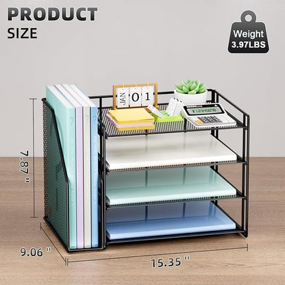 Marbrasse Desk Organizer and Accessories，4-Tier Paper Letter Tray Organizer - Image 3