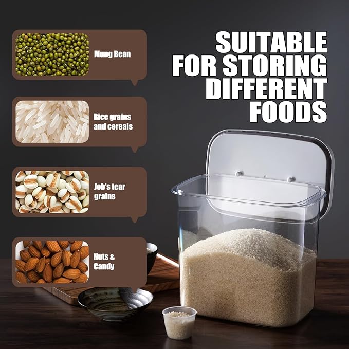 Rice Container - 25 Lbs/12KG/12L Rice Dispenser Storage - Image 2