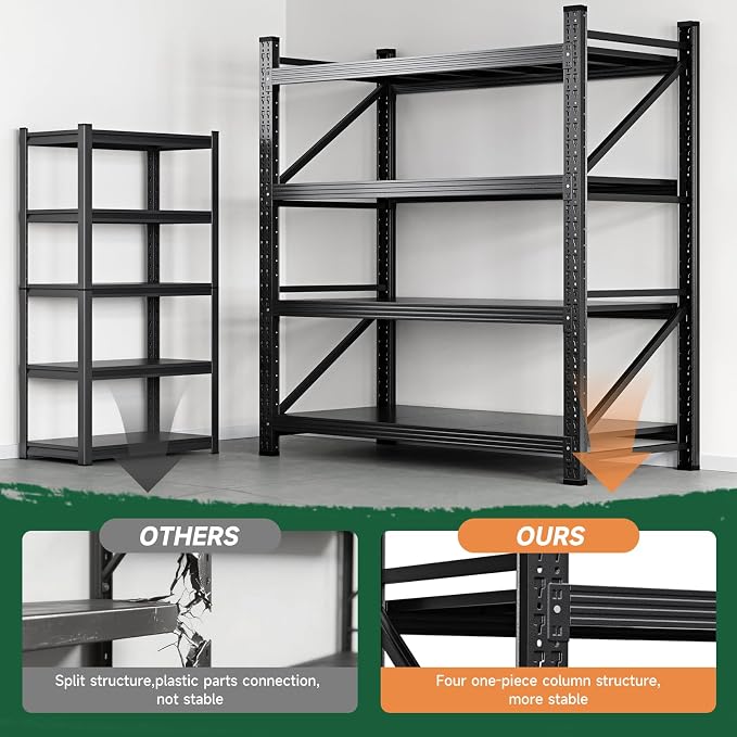 Letaya 3000LBS Storage Shelves Heavy Duty, 4 Tier Adjustable Utility Rack Shelf - Image 9