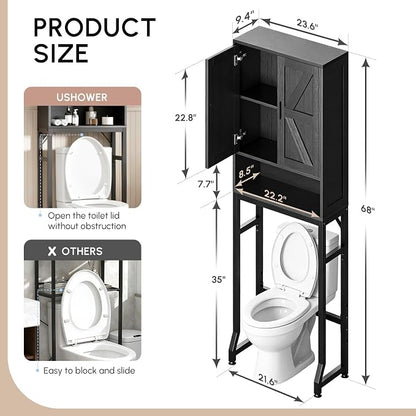 Black Over The Toilet Storage Cabinet - Image 2