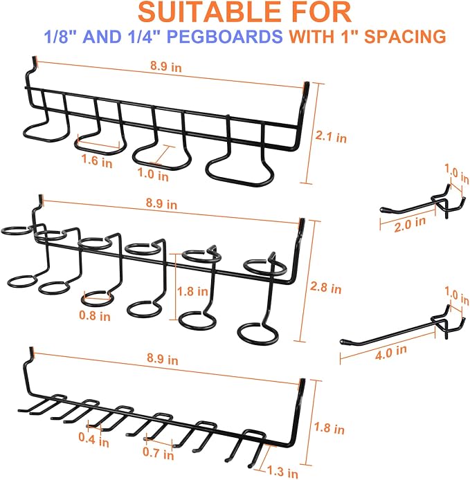 16 Pack Pegboard Utility Hooks, Peg Board Holders & Rack - Image 4