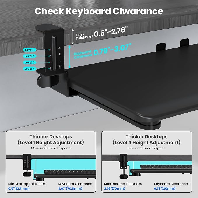 Keyboard Tray Under Desk, Pull Out Keyboard & Mouse Tray - Image 5