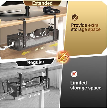 2 Pack Under Desk Cable Management Tray, Cinati Cord Organizers - Image 2