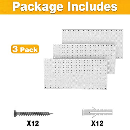 Pegboard Smith Metal Pegboard Panels 12" x 24", 3 Pack Grey Wall Mounted Tool - Image 3