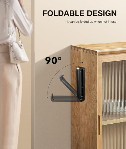 Foldable Aluminum Headphone Stand & Headset Holder Mount, Under Desk Wall Hook - Image 3