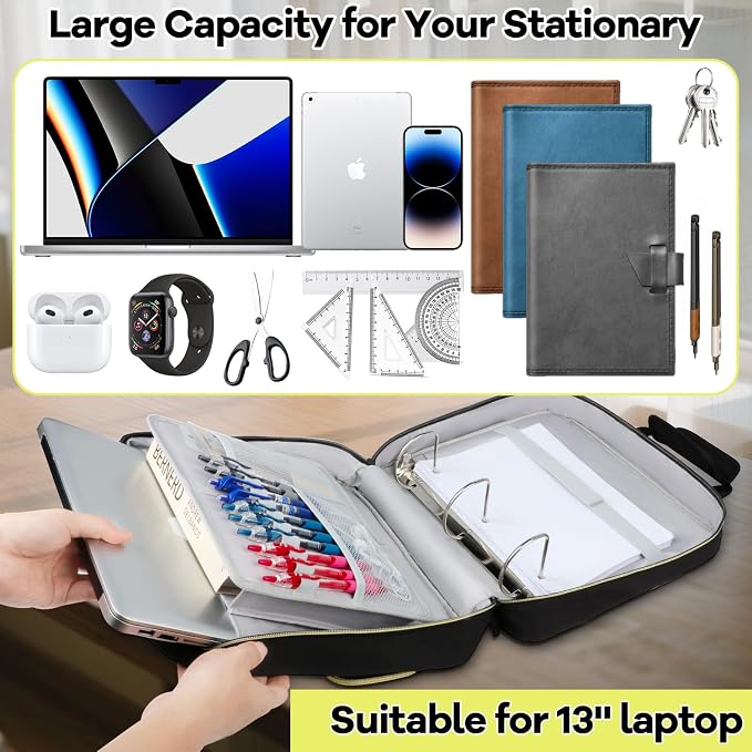 Covkev 3 Inch D-ring Zipper Binder Bag - Image 9