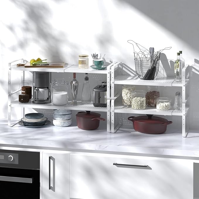 Expandable Kitchen Cabinet Shelf Organizer Rack Heavy Duty Metal Spice Rack - Image 3