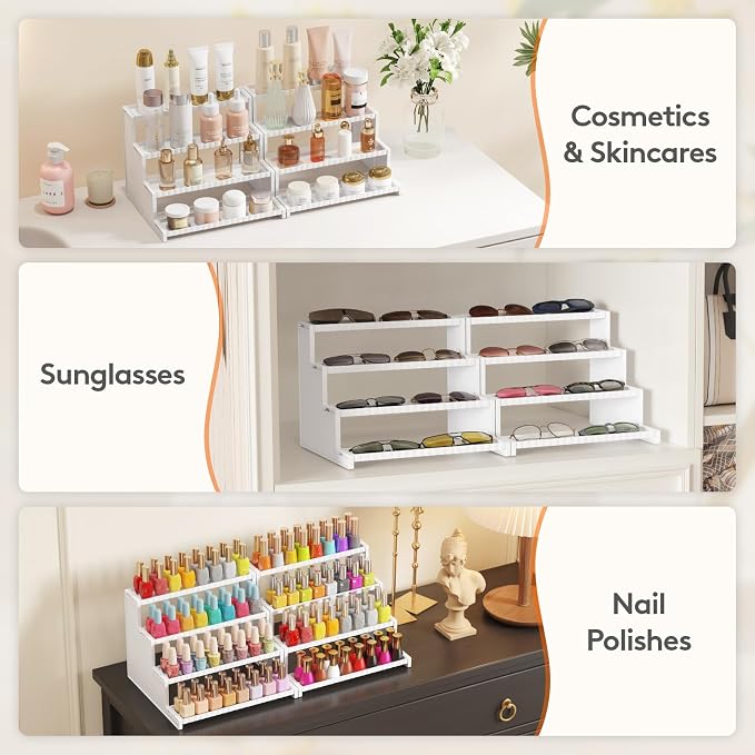 Lifewit Perfume Organizer with Fences, Plastic Cologne Stand, Tool-Free Assembly - Image 4