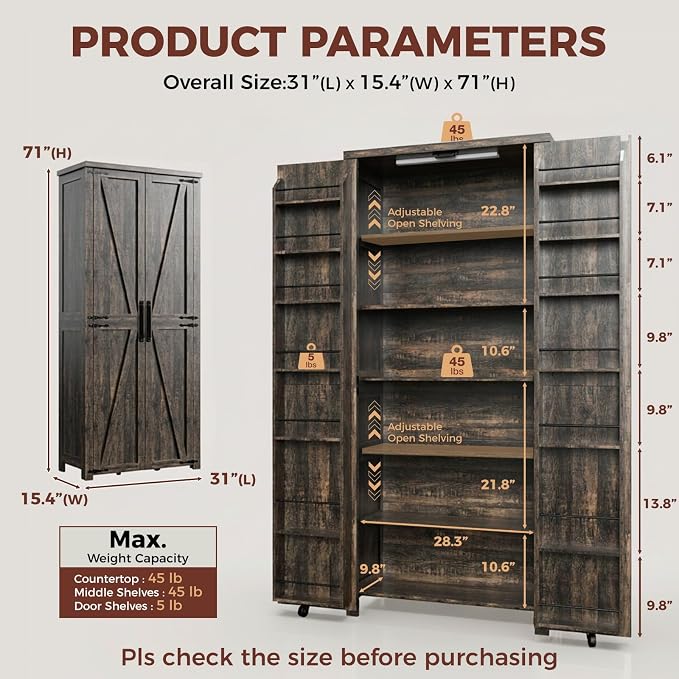 Farmhouse Kitchen Pantry Cabinet, Dining Room, Living Room - Image 2