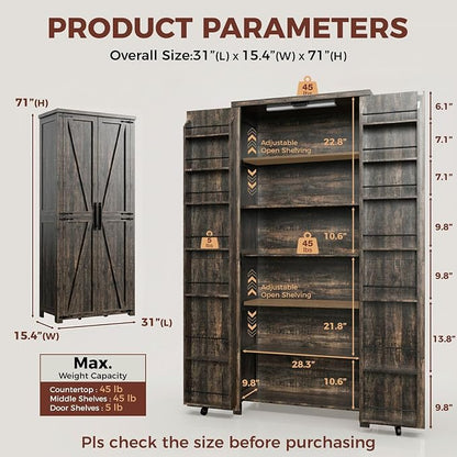 Farmhouse Kitchen Pantry Cabinet, Dining Room, Living Room - Image 2
