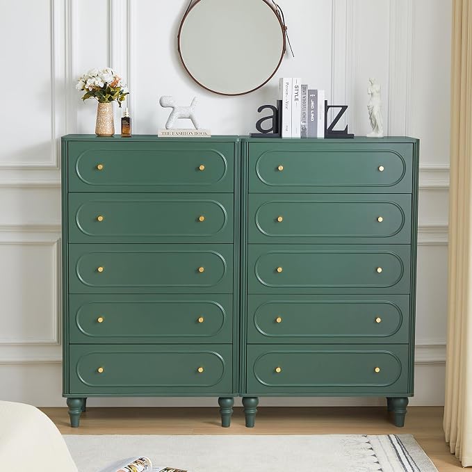 5 Drawer Fluted Dresser for Bedroom, Mid Century Modern Chest of Drawers - Image 7