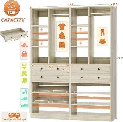Besiost Closet System, 55.5"/4.6 FT Closet Organizer System - Image 3