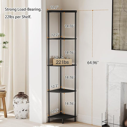 SUNMORY 5 Tier Corner Shelf, Industrial Display Shelf, Narrow Plant Stand - Image 2