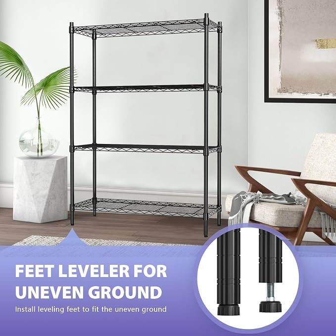 PayLessHere | 4-Tier Wire Shelf | 36"x14"x54" | Black | Adjustable Racks | - Image 7