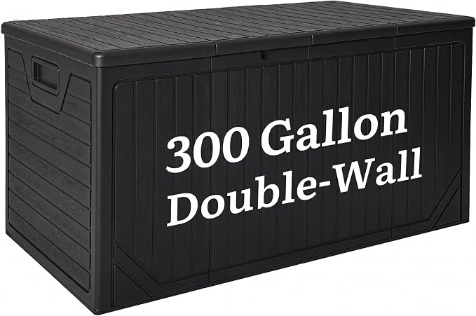 YITAHOME XXL 300 Gallon Extra Large OutdoorDeck Box, Lockable Resin Storage Box by YITAHOME