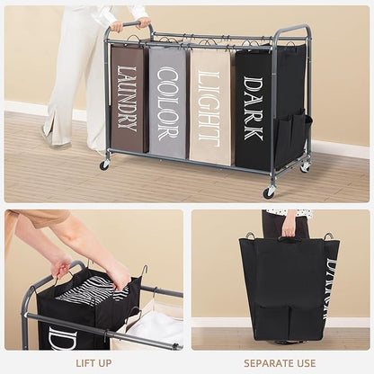 STORAGE MANIAC Laundry Sorter 4 Section, 47.8 Gal Laundry Hamper - Image 4