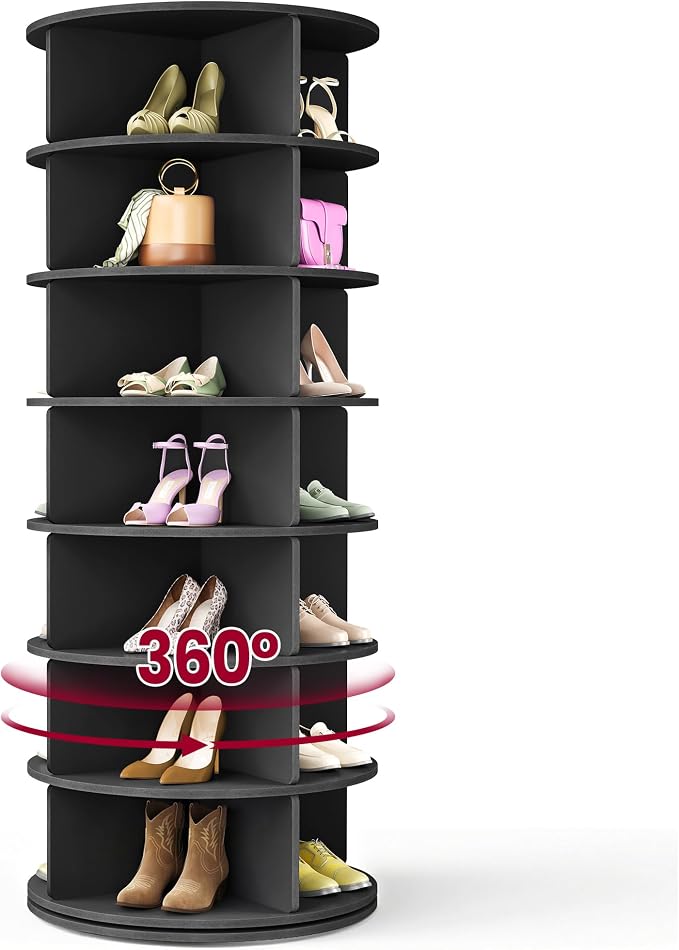 VASAGLE 7-Tier Rotating Shoe Rack Tower, Free Standing 360 Degree Spinning Shoe by Unknown