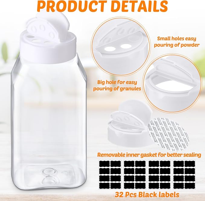 Mifoci 28 Pack 16 oz Plastic Spice Jars - Image 3
